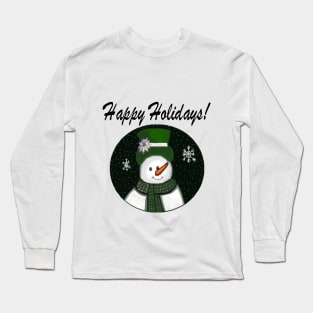 Green Snowman Happy Holidays! Long Sleeve T-Shirt